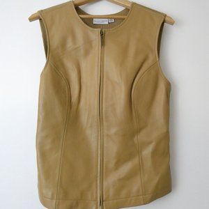 Jaclyn Smith Classic Women's Genuine Leather Sweater Fitted Vest Size 12 Zip Up